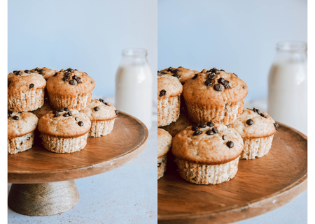 Chocolate chip banana muffins with walnuts