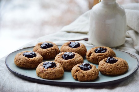 Protein thumbprint cookies